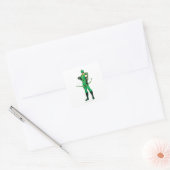 Groene Pijl die met Bow staat Vierkante Sticker (Envelop)