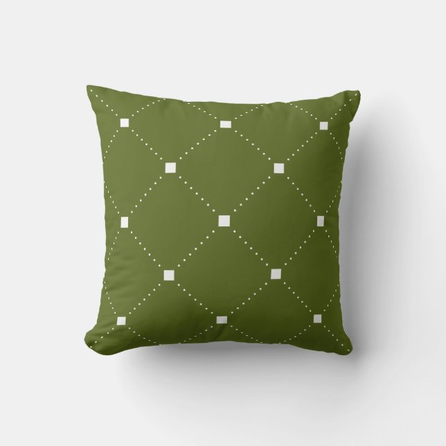 Groene Pijler met wit geometrisch patroon Kussen (Voorkant)