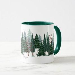 Groene pijnbomen natuur Kerst Vakantie Mok