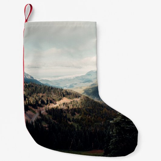 GROENE PIJNBOMEN OP MOUNTAIN ONDER WITTE DU KLEINE KERSTSOK (Voorkant)
