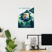 Groene pijnbosfeest viering van het leven met foto poster (Thuiskantoor)