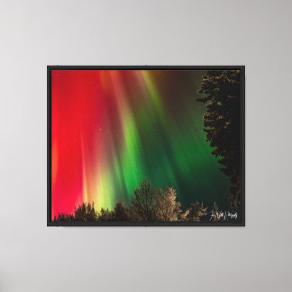 groene pilaren boven boom silhouetten. canvas afdruk