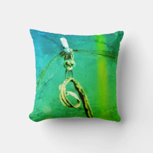 Groene Pillow blauwe blauwgroen ogen dragonfly, Kussen