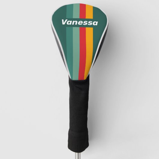 Groene Pin-strepen met naam Golfheadcover (Voorkant)