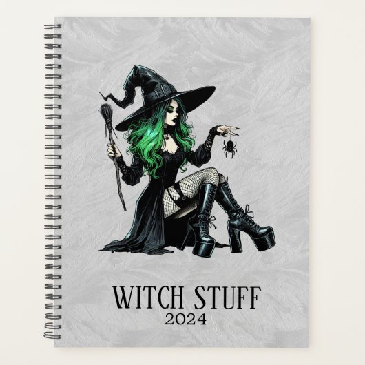 Groene Pin Up Witch Planner (Voorkant)