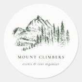 Groene Pine Bossen bergketklimmer Ronde Sticker (Voorkant)