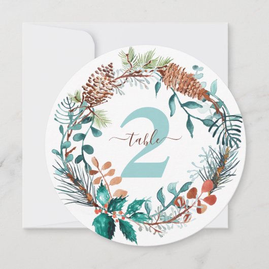 Groene pine Eucalyptus Pinecone met groot tabelnum Kaart (Voorkant)