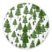 Groene Pine Kerstbomen Land Rustiek Keramische Knop (Voorkant)
