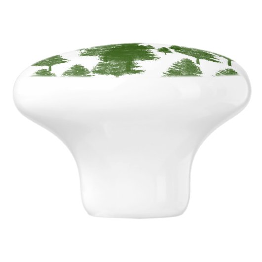 Groene Pine Kerstbomen Land Rustiek Keramische Knop (Zijkant)