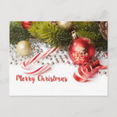 Groene pine tak en rode lampjes illustratie briefkaart (Voorkant)