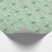 Groene Pine Tree Simple Modern Pattern-Jouw naam o Cadeaupapier (Hoek)