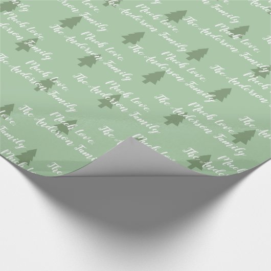 Groene Pine Tree Simple Modern Pattern-Jouw naam o Cadeaupapier (Hoek)