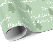Groene Pine Tree Simple Modern Pattern-Jouw naam o Cadeaupapier (Rol Hoek)