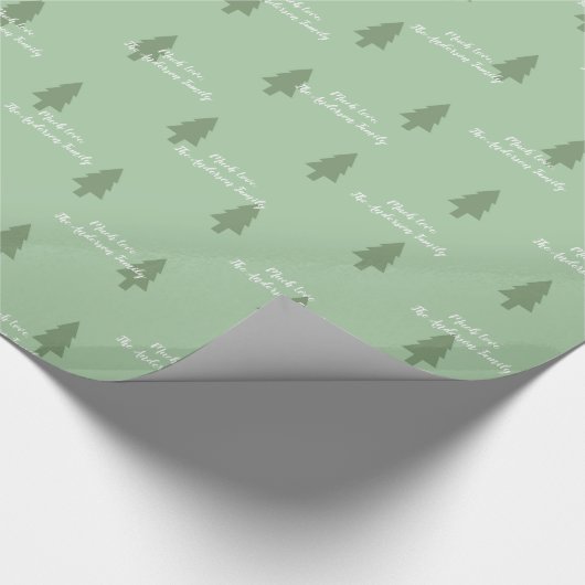 Groene Pine Tree Simple Modern Pattern-Jouw naam o Cadeaupapier (Hoek)