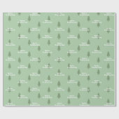 Groene Pine Tree Simple Modern Pattern-Jouw naam o Cadeaupapier (Vlak)