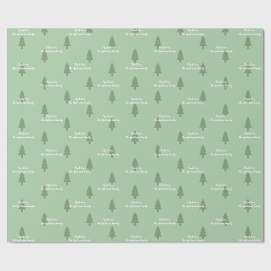 Groene Pine Tree Simple Modern Pattern-Jouw naam o Cadeaupapier (Vlak)