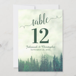 Groene Pine Trees Wedding Table Number Kaart Groot
