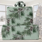 Groene Pine Witte Kegels Zilveren Spar Garland Sag Cadeaupapier