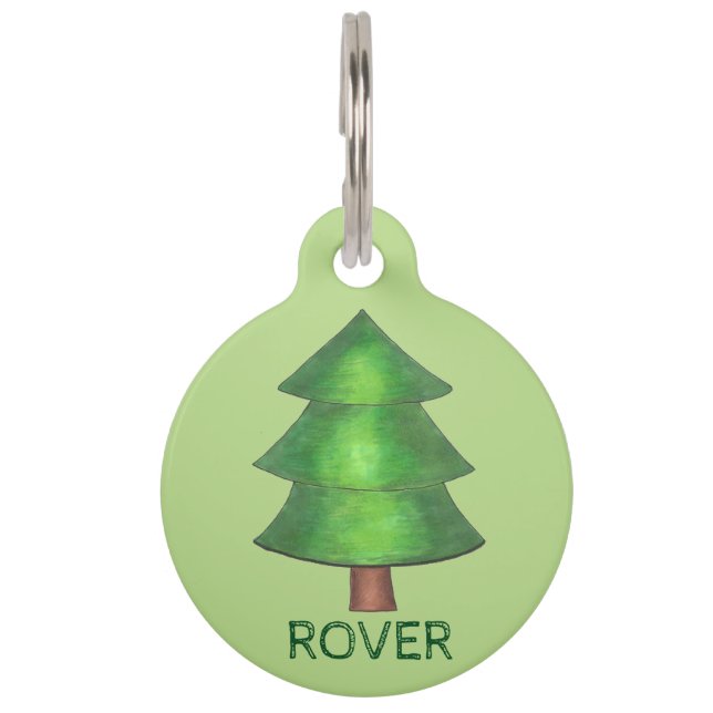 Groene pineboom buitenshuis Camping Hiking Dog Pet Huisdierpenning (Voorkant)