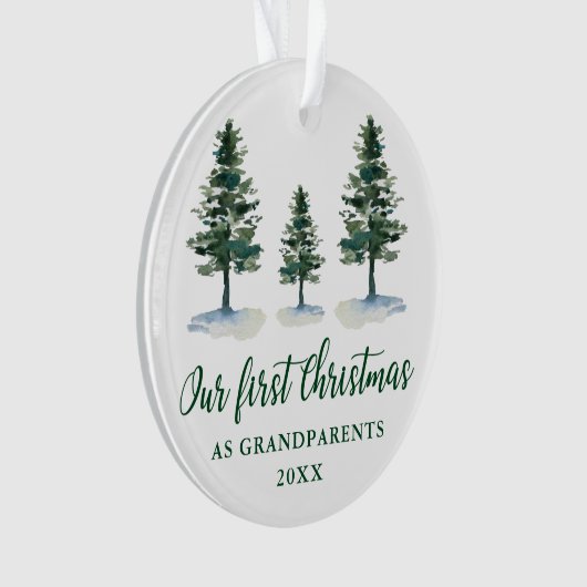 Groene Pines Eerste Kerstgrootouders Ornament (voorkant)