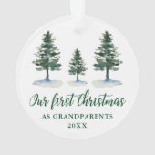 Groene Pines Eerste Kerstgrootouders Ornament (achterkant)