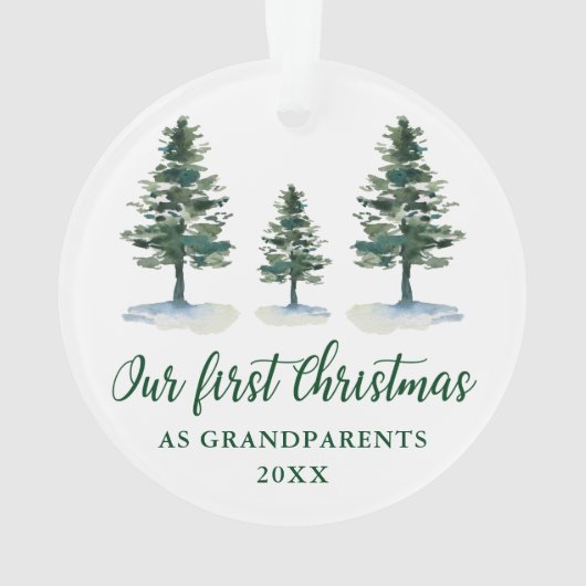 Groene Pines Eerste Kerstgrootouders Ornament (achterkant)