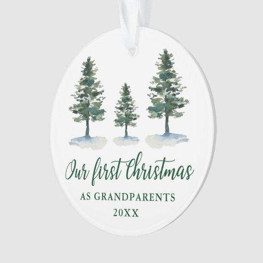 Groene Pines Eerste Kerstgrootouders Ornament (voorkant)