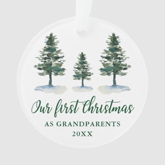 Groene Pines Eerste Kerstgrootouders Ornament (voorkant)