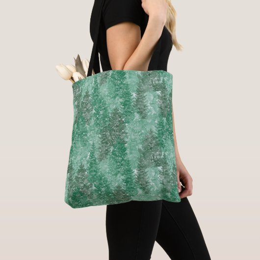 Groene pinestructuurpatroon tote bag (Dichtbij)