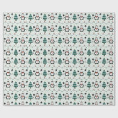 Groene Pinguïns en Kerstbomen Kerstmis Cadeaupapier (Vlak)