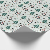 Groene Pinguïns en Kerstbomen Kerstmis Cadeaupapier (Hoek)