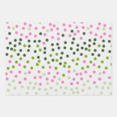 GROENE PINK WHITE DAISY FLOWERS & POLKA DOTS INPAKPAPIER VEL (Voorkant 3)