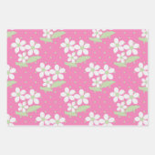 GROENE PINK WHITE DAISY FLOWERS & POLKA DOTS INPAKPAPIER VEL (Voorkant)