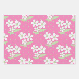 GROENE PINK WHITE DAISY FLOWERS & POLKA DOTS INPAKPAPIER VEL