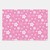 GROENE PINK WHITE DAISY FLOWERS & STRIPES INPAKPAPIER VEL (Voorkant 2)