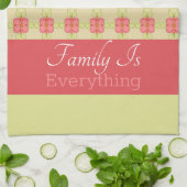 Groene Pinks en beige Theedoek (Gevouwen)