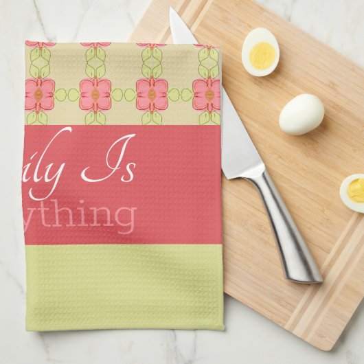 Groene Pinks en beige Theedoek (Quarter Fold)