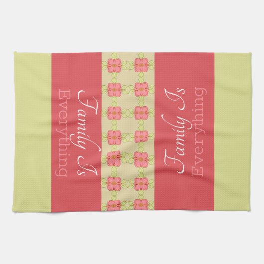 Groene Pinks en beige Theedoek (Horizontaal)