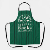Groene Pinstripe Vleesfluisteraar BBQ Schort (Voorkant)