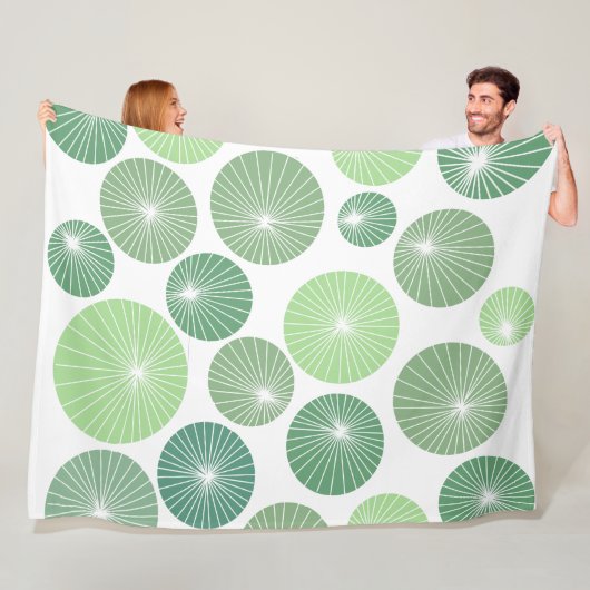 Groene Pinwheels 1950 Fleece Deken (In situ)