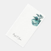 Groene Pioen Personaliseerde Namen Bruiloft  Servet (Hoek)