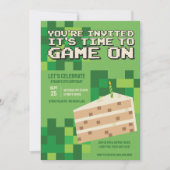 Groene Pixelated Gamer Cake Kids Verjaardag Kaart (Voorkant)