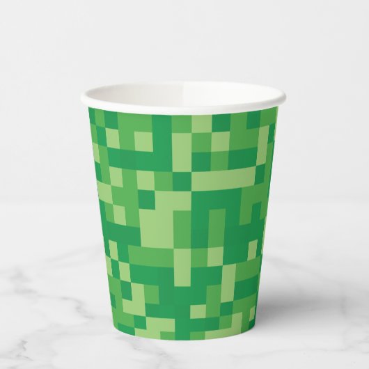 Groene Pixelated Videogame Verjaardagsfeest Papieren Bekers (Links)