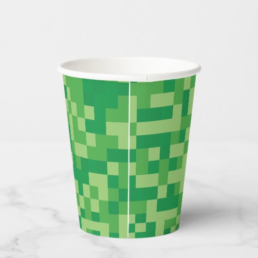 Groene Pixelated Videogame Verjaardagsfeest Papieren Bekers (Rechts)