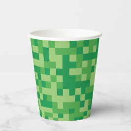 Groene Pixelated Videogame Verjaardagsfeest Papieren Bekers