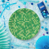Groene Pixelated Videogame Verjaardagsfeest Papieren Bordje (Feest)