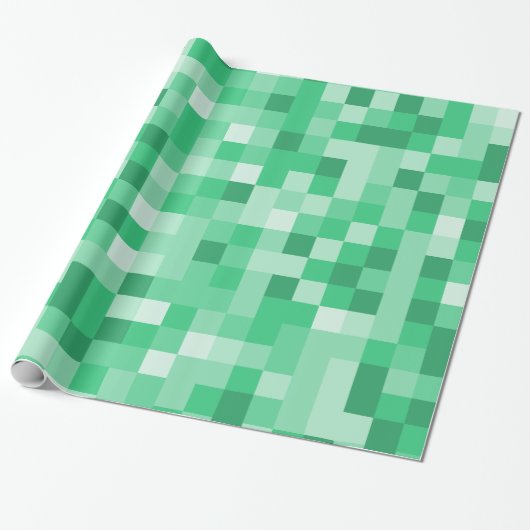 Groene pixels cadeaupapier (Uitgerold)