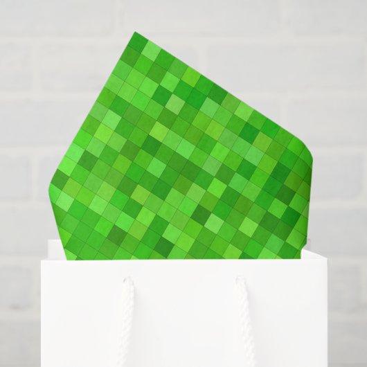 Groene Pixels Decoupage Papier, Gaming Blok Stijl Tissuepapier (Cadeauzakje)