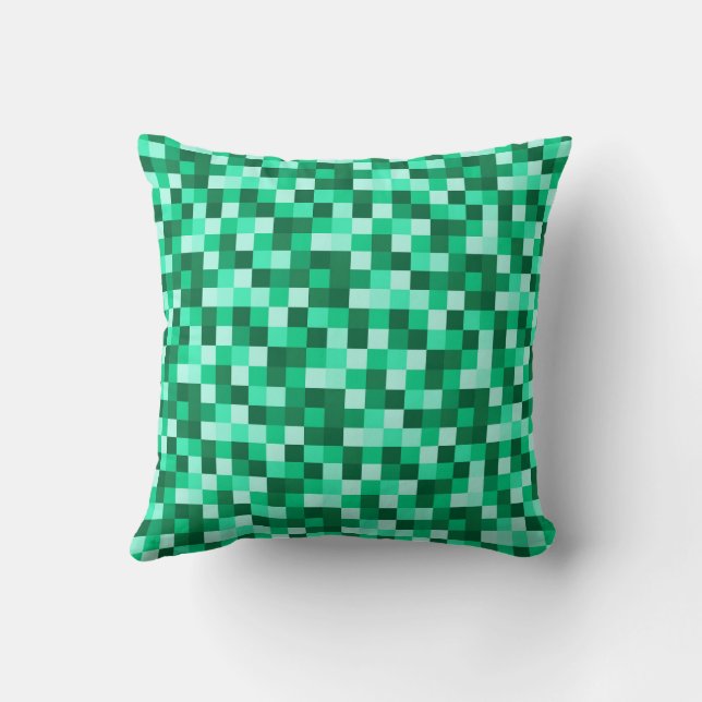 Groene Pixels Minecraft Geïnspireerde Print Worp K Kussen (Achterkant)