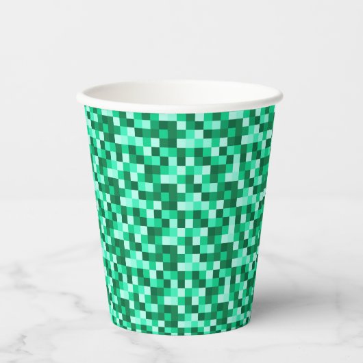 Groene Pixels Minecraft Verjaardag Papieren Bekers (Voorkant)